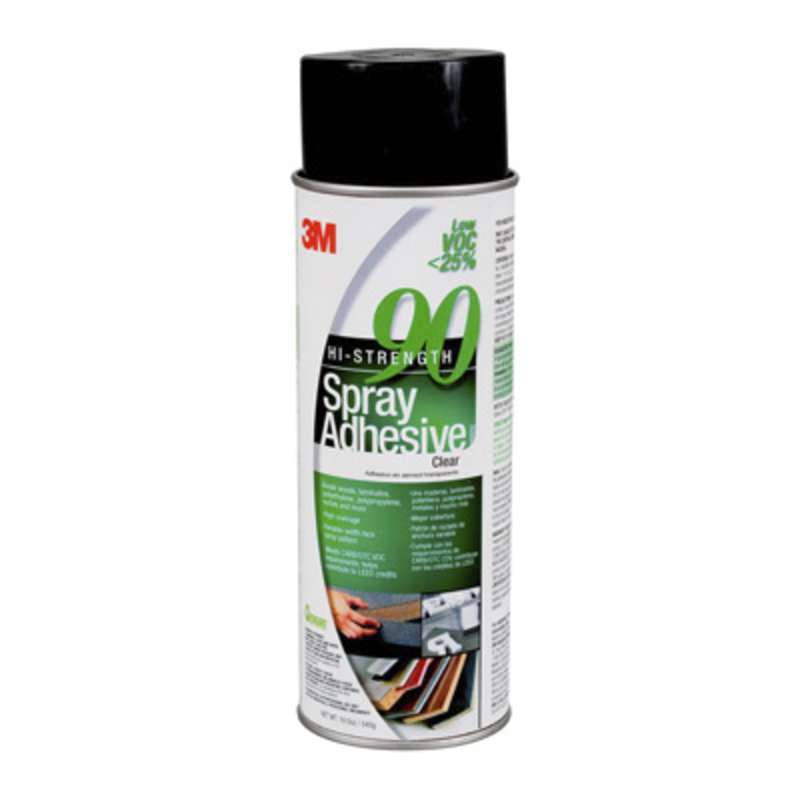 3M™ Hi-Strength Spray Adhesive 90 CA, Low VOC <25%, Clear, 24 fl oz Can (Net Wt 19.0 oz), 12/Case